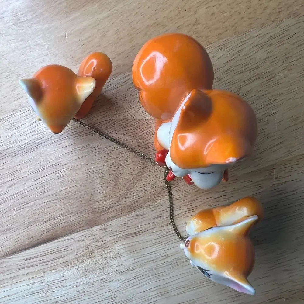 Vintage Mid Century 50 60s Chain Squirrels Arnant Orange Japan Kitchy